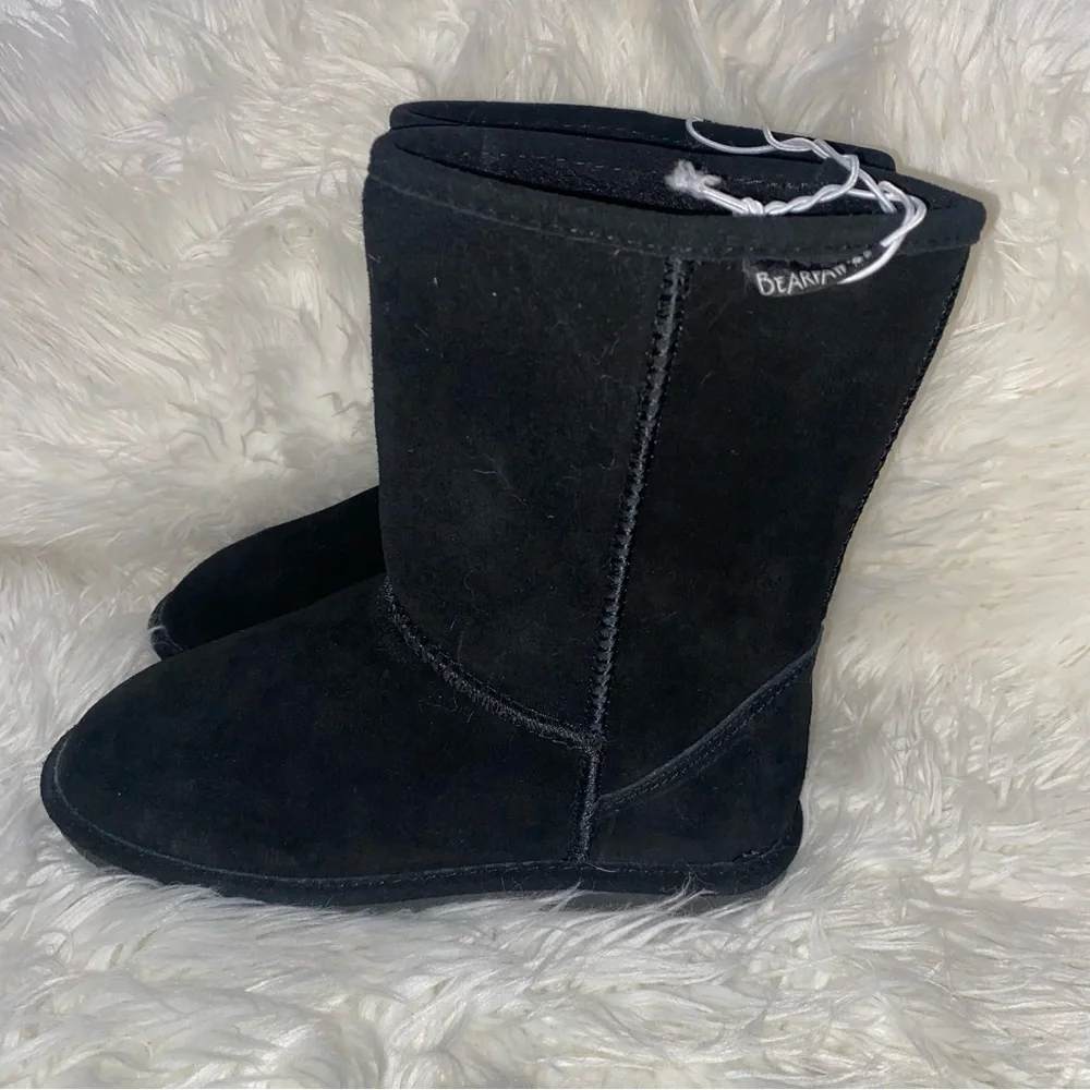 BearPaw Black Suede Sherpa Boots - Picture 4 of 10